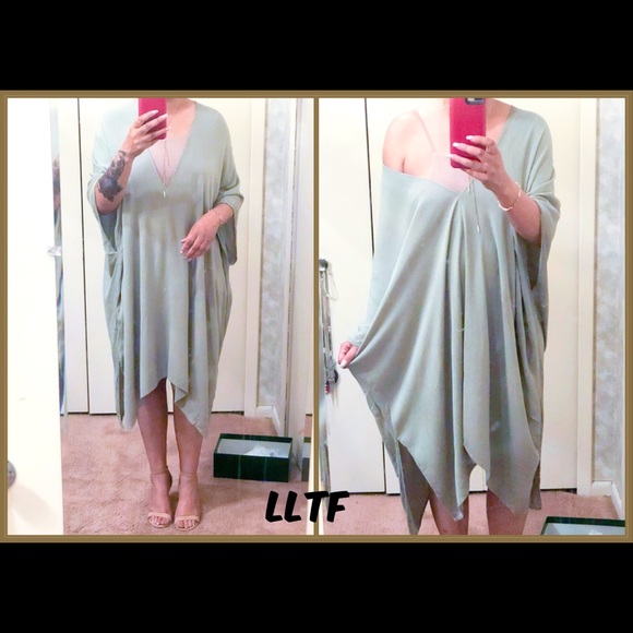 CLOSET CLEAR OUT Deep V Kimona Dress in OLIVE - Picture 2 of 3